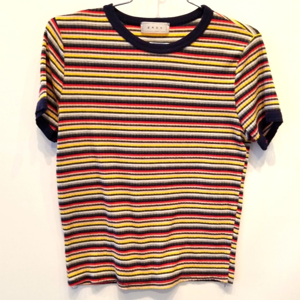 Gaze Girl's T-Shirt Multi Color Striped Casual‎ School Girl's Size L